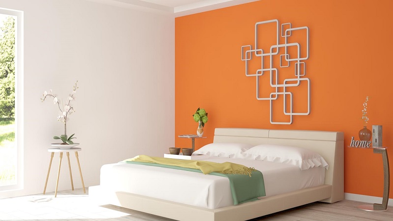 Phòng ngủ vợ chồng màu cam
